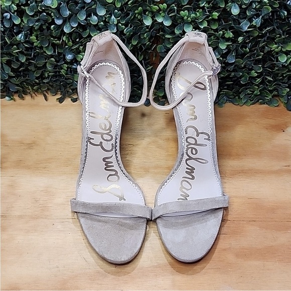 Sam Edelman Ariella Tan Suede Ankle Strap 4 1/2" Heel Open Toe High Heel 9.5 - Picture 2 of 7